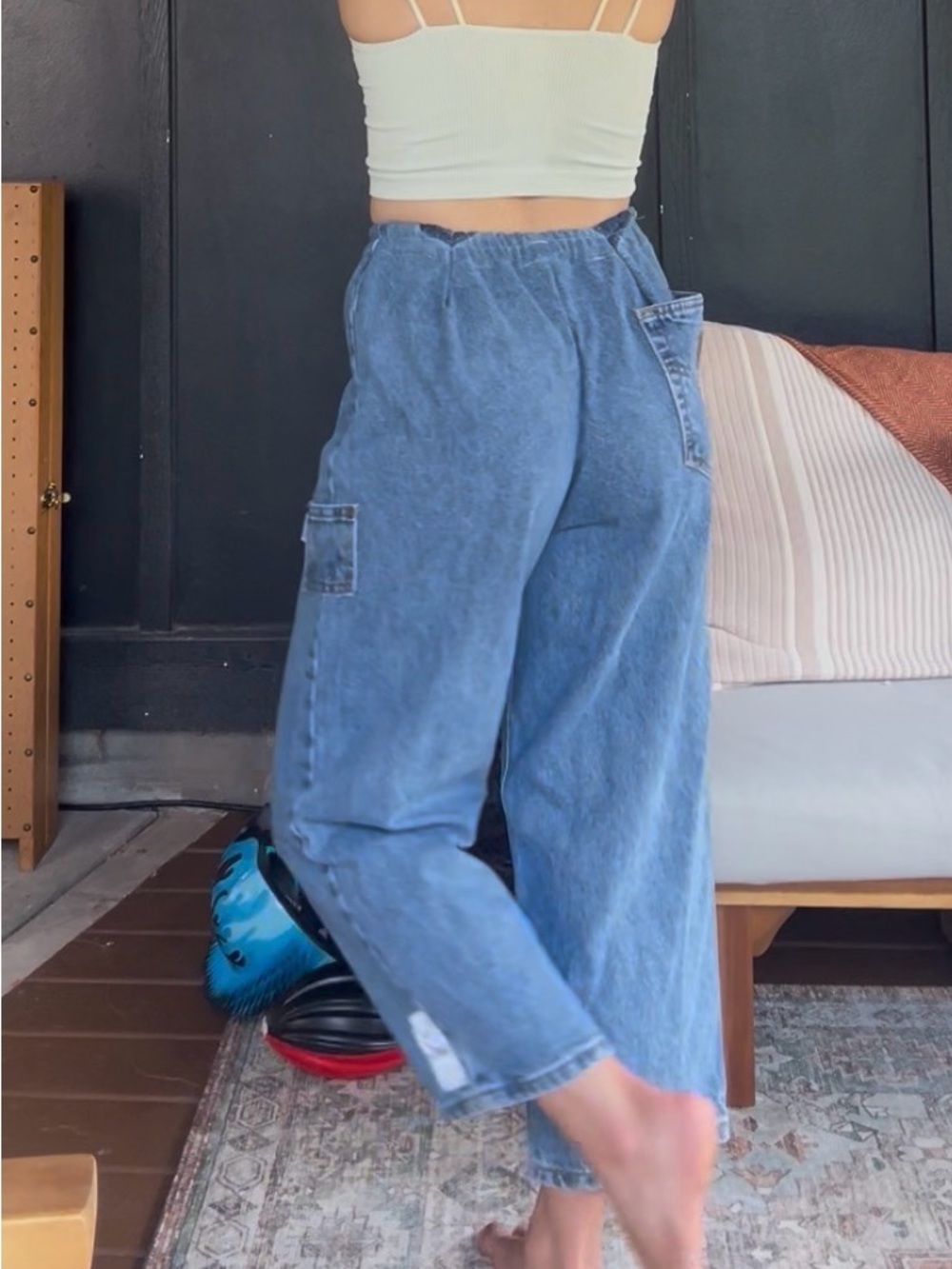 Women’s Carhartt Upcycle Relaxed Wide-Leg Blue Denim Jeans crop